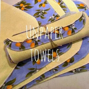 Unpaper Towels Flannel Towels Reusable Napkins Handmade‎ Lemon NEW NWT